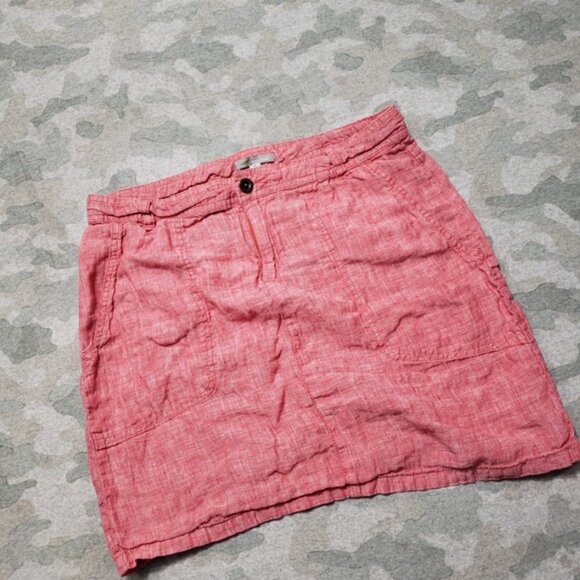 Horny Toad Skirt Womens 6 Red Linen Pockets Drawstring - Picture 2 of 10